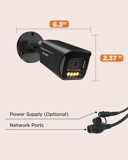 5MP IP Bullet PoE Camera with Smart Dual Lights Color Night Vision, Wired HD Video Surveillance Security Camera Outdoor, 2-Way Audio, IP67 Waterproof, AI Human/Vehicle Detection, PB65A3-5MDL
