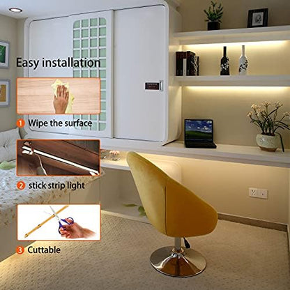 Pandery LED Strip Lights 32.8FT,Dimmable cob led Strip with Adapter and Remote,Superbright 24V led Tape,CRI90+,2700K Warm White led Strips,Indoor Perfect for Cabinet,Room,Kitchen,TV,Mirror
