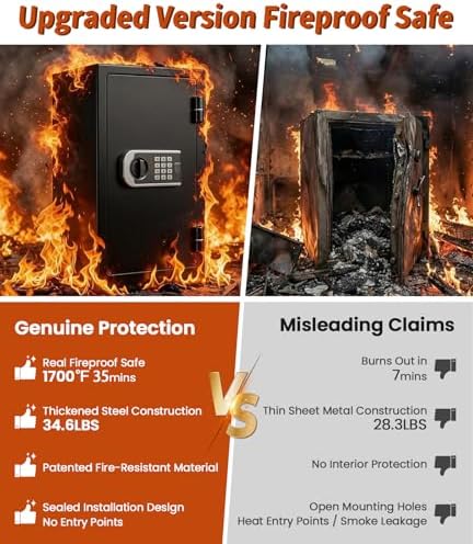 [2026 Upgraded] -35 Min Real Fireproof Safe-3.6 Cu Ft Large Safe for Home