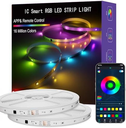 LED Lights for Bedroom, 130FT IC RGB LED Strip Lights, Smart Control