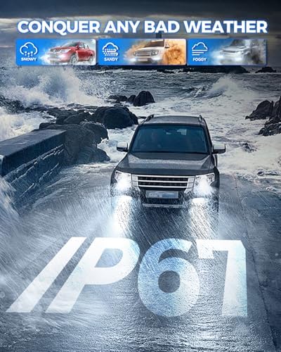 Marsauto H10 9145 Led Fog Light Bulbs, 12,000 LM 360° Illumination Upgraded 60 Pcs Chips 9045 9140 Fog Lights Led, 6500K White Strong Penetration H10 Led Fog Light Bulbs for Car,Tire Light Assemblies