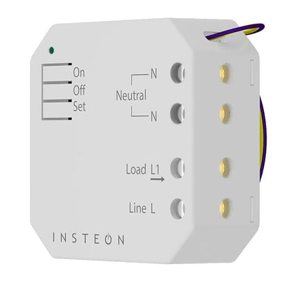 Insteon Micro Dimmer Adaptor, Hidden Install Smart Dimmer Switch - 2442-222 | 50W Dimmable LED or 200W Incandescent, Installs Inside Fixture or Behind Any Existing Switch, Hub Required for Alexa & Google