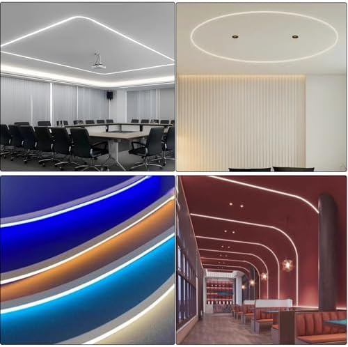 196inch Silicone LED Diffuser Channel, Flexible Waterproof Neon Rope Strip Light Tube Silicone Cover for 6mm Wide Led Strip Lights (10 x 10mm)