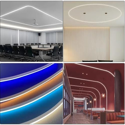 196inch Silicone LED Diffuser Channel, Flexible Waterproof Neon Rope Strip Light Tube Silicone Cover for 6mm Wide Led Strip Lights (10 x 10mm)