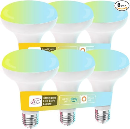 ILC BR30 LED Recessed Can Light Bulbs, Indoor Flood Light Bulb, Bluetooth APP Control, 2700K-6000K Tunable with Sleep/Wake Modes, E26 Base 10W 900LM (70W Equiv.), Fits 5"/6" Recessed Cans, 6 Pack