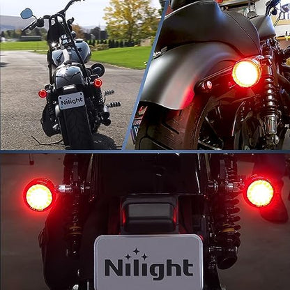 Nilight LED Turn Signal Rear Brake Running Lights for Harley Davidson Dyna