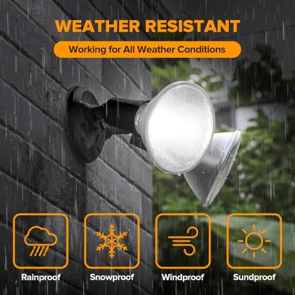 LUTEC 4 Pack Adjustable Twin Par Holder Outdoor Flood Lights, Switch Controlled Security Lights, Floodlights Fixture, Waterproof Exterior Max 300 Watt Par38 Flood Light for Garage, Yard, Porch-Black