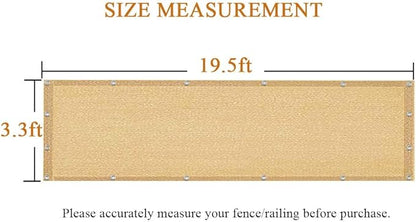iCover 3.3x19.5ft Balcony Privacy Screen Fence, UV-Resistant Railing Fencing Cover for Porch Deck Patio Garden Backyard, Cable Zip Ties Included, Sand