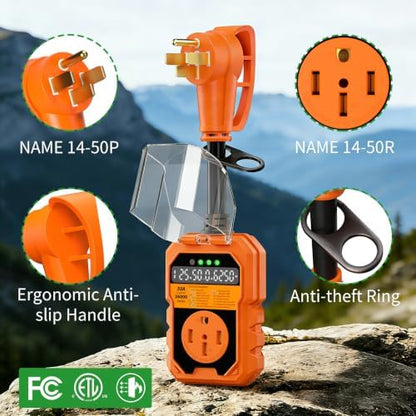 50 Amp RV Surge Protector 26000J Overload Auto Shutoff & Manual Reset