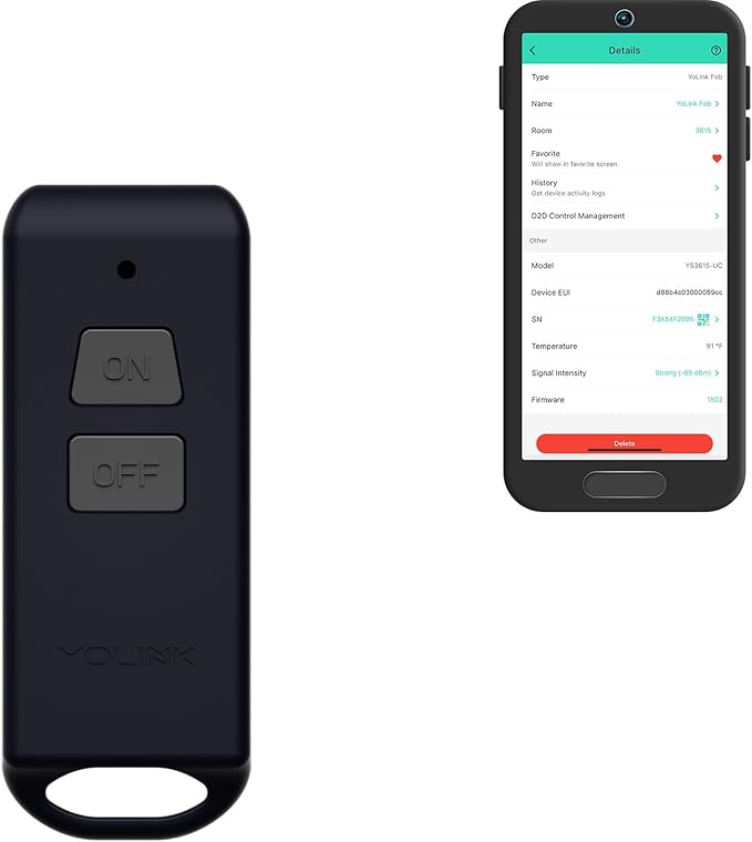 YoLink Mini On/Off Fob, Programmable, Rechargeable Smart Fob, Up to 1/4 Mile Range, Controls Up to 128 YoLink Devices (Plugs, Switches, Relays, Valves, Locks), Hub Recommended for D2D Pairing via App
