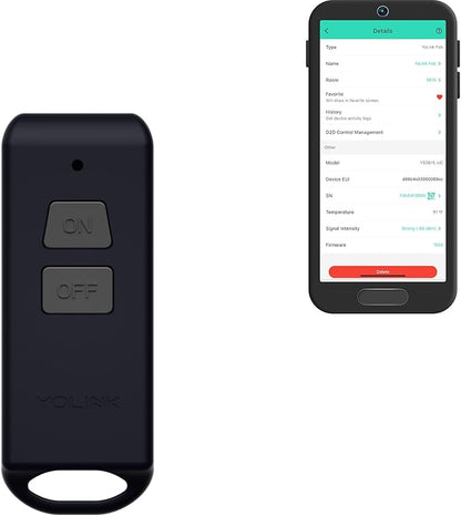 YoLink Mini On/Off Fob, Programmable, Rechargeable Smart Fob, Up to 1/4 Mile Range, Controls Up to 128 YoLink Devices (Plugs, Switches, Relays, Valves, Locks), Hub Recommended for D2D Pairing via App