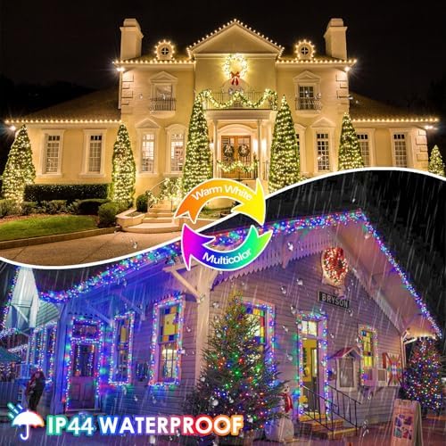100 LED Connectable String Lights with Remote, Warm White to Multicolor
