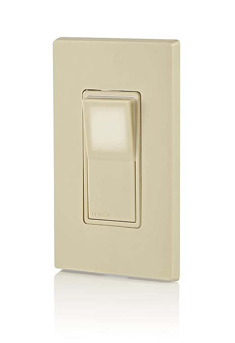 Leviton 15 Amp, 120/277 Volt, Decora LED Illuminated Rocker 4-Way AC Quiet Switch, Residential Grade, Grounding, L5614-2I, Ivory