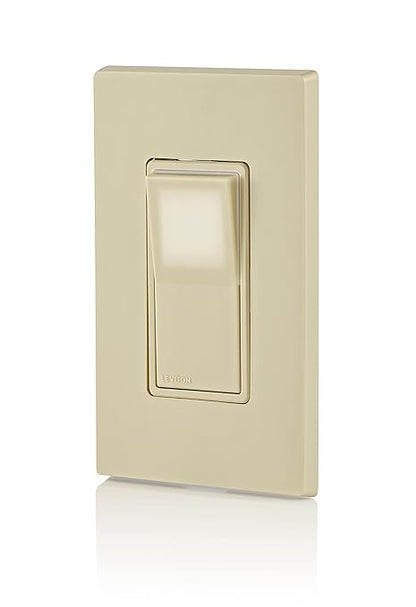 Leviton 15 Amp, 120/277 Volt, Decora LED Illuminated Rocker 4-Way AC Quiet Switch, Residential Grade, Grounding, L5614-2I, Ivory