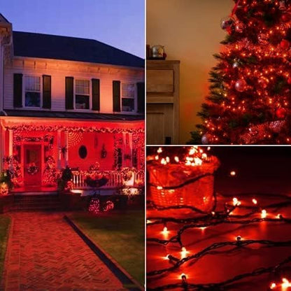 Connectable 88Ft 240LED Christmas String Lights Outdoor Indoor, Red