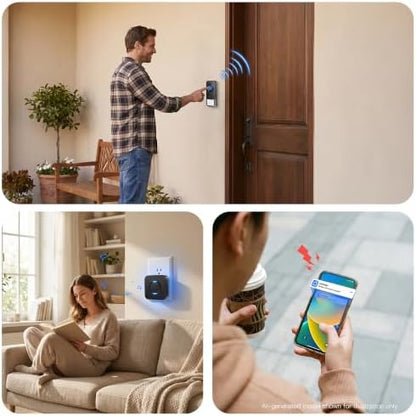 WiFi Wireless Doorbell, Smart Doorbell Chime with Phone App Alerts