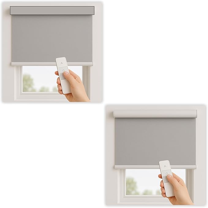 HILADUO Customized Solar Screen Roller Shade Blinds with Remote-Controlled Motorized Operation, 1%, 3% or 5% Openness Screen Fabric, Made in USA