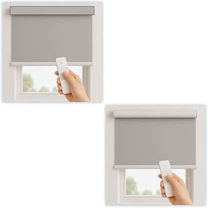 HILADUO Customized Solar Screen Roller Shade Blinds with Remote-Controlled Motorized Operation, 1%, 3% or 5% Openness Screen Fabric, Made in USA