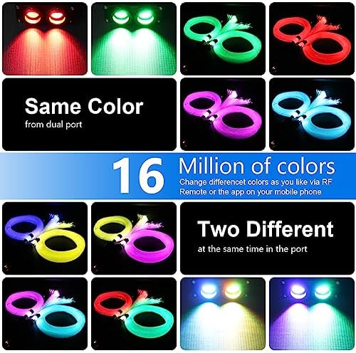 AZIMOM Dual Color 32W Sound-Activated Mix860pcs Fiber Optic Starlight Headliner Kits 13.1ft Fiber Strands APP/Bluetooth Remote Control Star Ceiling Car Home Roof Decor
