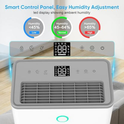 Dehumidifiers for Home, 30 Pint Dehumidifier for Basement with Drain Hose