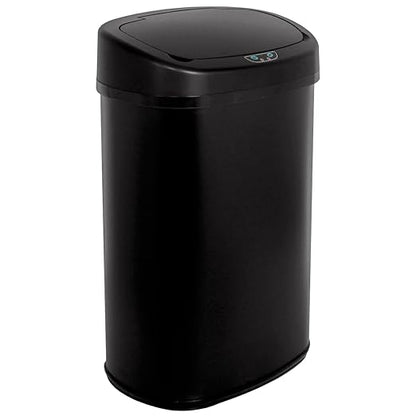 HCY Kitchen Trash Can 13 Gallon Automatic Metal Garbage Can Stainless Steel Waste Bin with Lid Smart for Kitchen,Office,Living Room,Bathroom(Black)