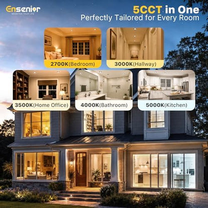 Ensenior 16Pack 4 Inch LED Recessed Ceiling Light, 5CCT, 750LM 9W, Black