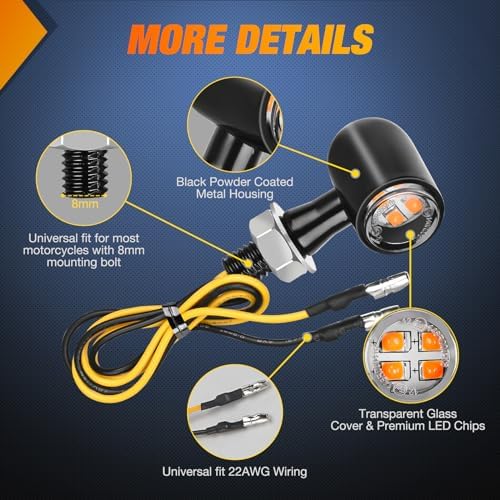 Nilight Motorcycle LED Turn Signal Lights, for Harley Honda Kawasaki Yellow