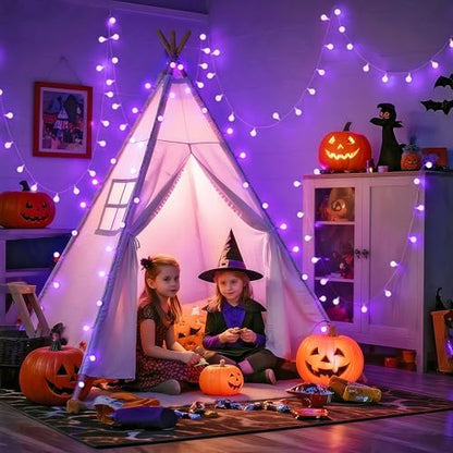 JMEXSUSS 100 LED Purple Globe String Lights Battery Operated with 8 Modes