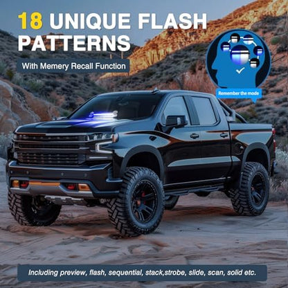 Nilight 12LED Traffic Advisor Strobe Light Bar Blue White Hazard Safety