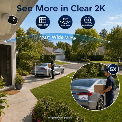 4pk 2.4/5GHz Solar Security Cameras Wireless Outdoor, Dual Panels