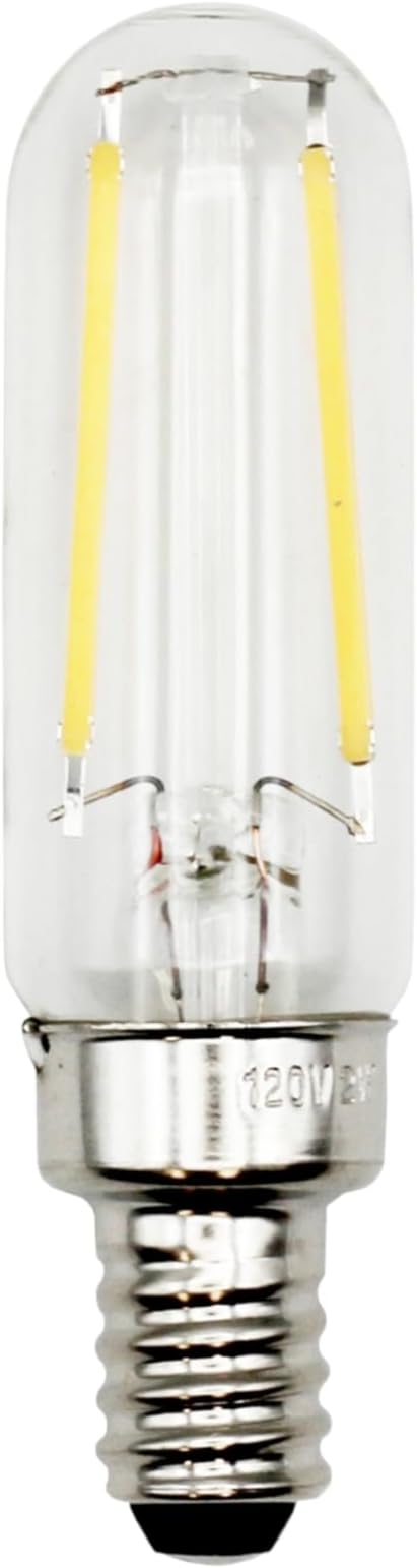 6 Pack of T6 LED Tubular Bulbs, 2W 120V, E12 Candelabra Base, Clear Glass Filament, 25W Equivalent - Great for Chandeliers, Signs & Display Cases