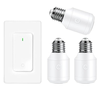 Remote Control E26 E27 Light Bulb Socket Adapter,GreenCyle Wireless Light Switch and 3 Standard Medium Base Lamp Socket Extender 2.3"(5.8cm),Screw-in,Max 500W,No Wiring Needed,500ft RF Range,for Lamp