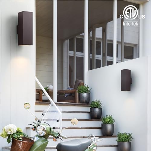 mirrea 18" Modern Outdoor Porch Light, 2 Lights, Oil Rubbed Bronze, 2 Pack