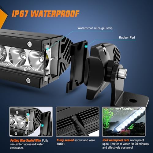 Nilight Led Light Bar 2Pcs 11 Inch 50W Super Slim Spot Flood Combo 5000LM 3D Driving Fog Off Road Lights Pods with Wiring Harness Kit-2 Lead for Trucks Pickup SUV ATV UTV Boat 4x4 Van Camper