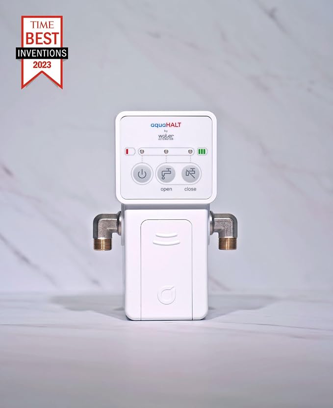 Smart Home Water Toilet Leak Detector Alarm and Automatic Shut Off Valve - Water Sensor Alarm Shut Off Tool - Easy Installation - Battery Operated - Protect Your Home from Water Damage