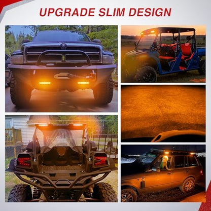 Nilight Slim LED Light Bar 2 PCS Amber 7 Inch Single Row 16LEDs