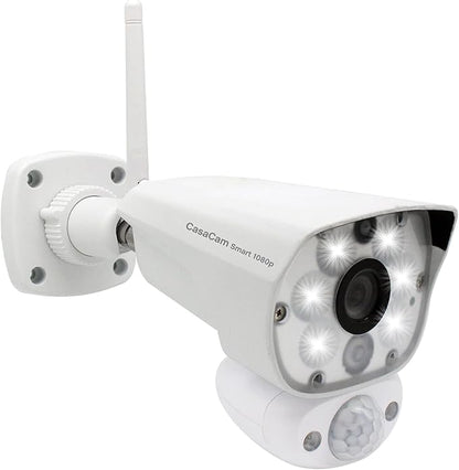 CasaCam Wireless Outdoor Security Camera with Floodlight | 1080p WiFi Camera | No Monthly Fee Reuqired | 24/7 Recording, Two-Way Audio, Deterrent Siren, Weatherproof, WL100