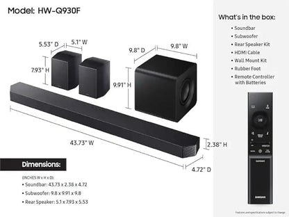 Samsung Q-Series Soundbar HW-Q930F 9.1.4ch with Subwoofer & Rear Speakers, Dolby Atmos DTS:X Premium Home Theater System, Cinematic Surround Sound for TV, Movies & Gaming