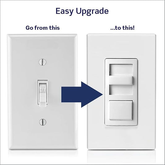 Leviton IllumaTech Dimmer Switch for Dimmable LED, Halogen and Incandescent Bulbs, IPL06-10Z, White with Ivory and Light Almond Faceplates