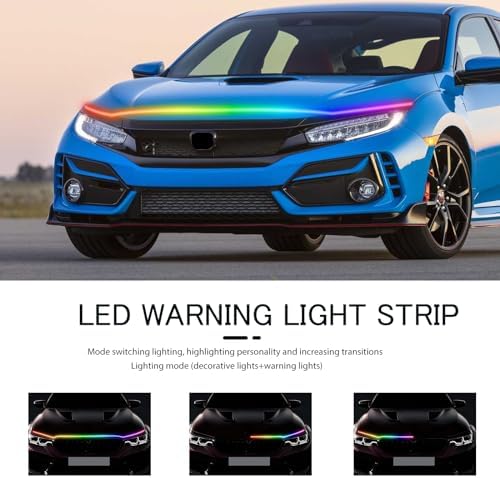 DREAMOTOR 94.5 Inch Car Hood Light Strip, Multicolor Car LED Hood Light