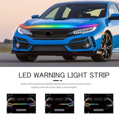 DREAMOTOR 94.5 Inch Car Hood Light Strip, Multicolor Car LED Hood Light