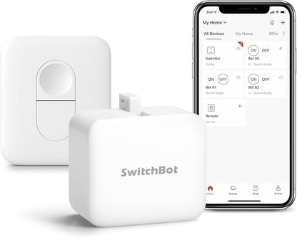 Switchbot Smart Switch Button Pusher (Bluetooth) – Fingerbot for Rocker Switch/One-Way Buttons, App Timer Control, No Wiring, Optional Hub Required for Voice/Remote, White