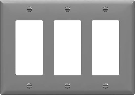 ENERLITES Decorator Wall Plate, Light Switch or Receptacle Outlet Cover, Gloss Finish, Size 3-Gang 4.50" H x 6.38" L, 8833-GY, Gray