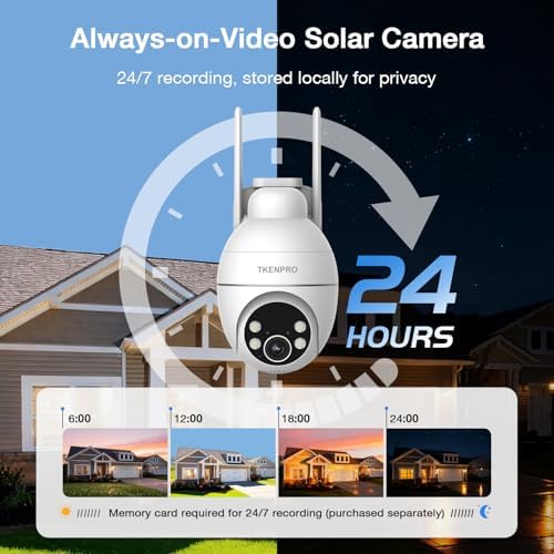 TKENPRO 2K Solar Camera Outdoor Wireless, 2.4GHz Wi-Fi Connected
