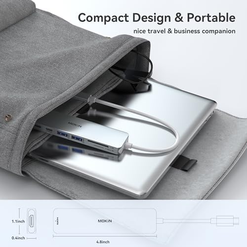 MOKiN 7 in 1 USB C Dongle with HDMI, microSD/SD Card Reader, Data Port, 100W PD, 2 USB 3.0 for MacBook Pro/Air, Dell XPS, Lenovo Thinkpad