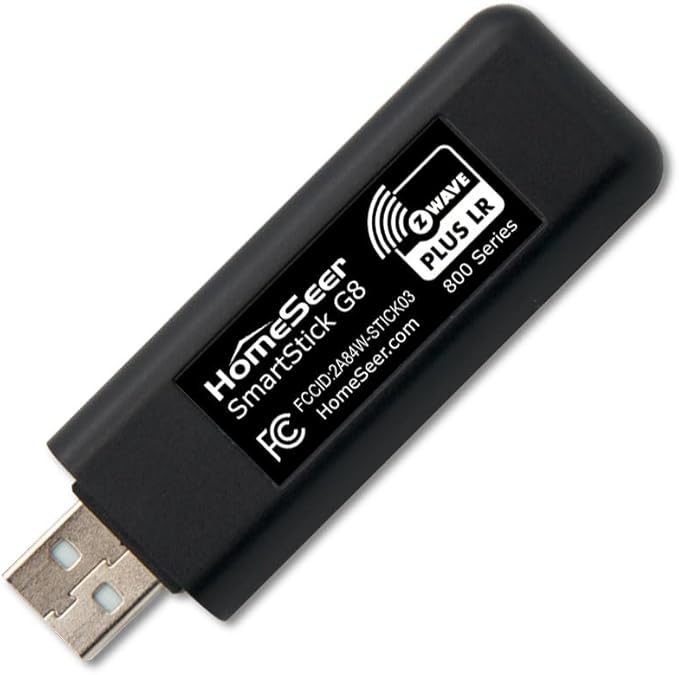 HomeSeer Z-Wave USB Interface/Radio/Dongle (SmartStick G8), 800 Series Mesh & Long Range Z-Wave Technology, Compatible with HomeSeer, Home Assistant, OpenHAB