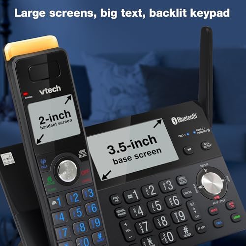 VTech IS8128-51 Super Long Range 5-Handset DECT 6.0 Cordless Phone for Home with Answering Machine, 2300 ft Range, Call Blocking, Bluetooth Connect to Cell, Intercom