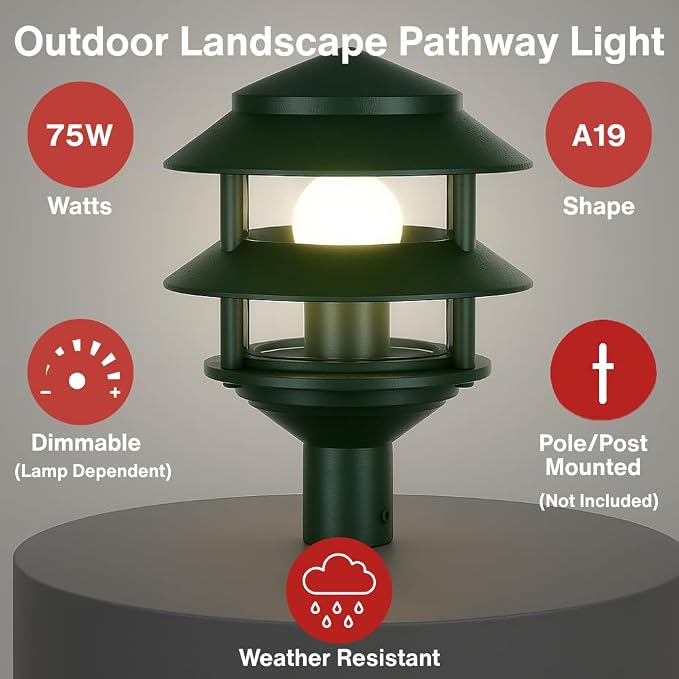 Nuvo SF77/323, Outdoor Pagoda Landscape Path Light, Landscape Light, Bronze
