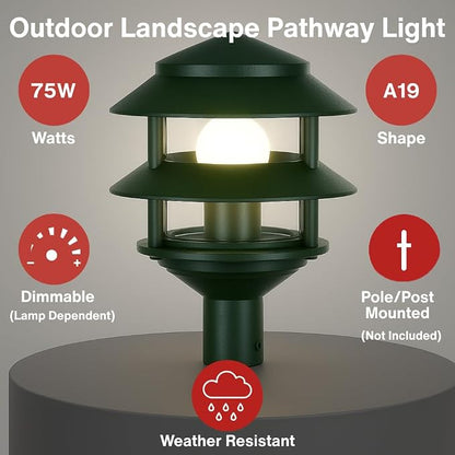 Nuvo SF77/323, Outdoor Pagoda Landscape Path Light, Landscape Light, Bronze