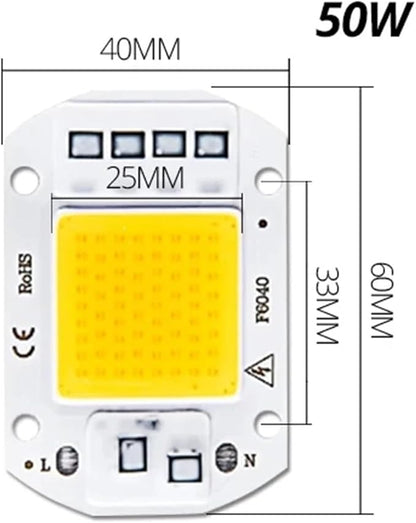 3pcs Real Power 220V 110V COB LED Chip 50W 30W 20W Smart IC COB Diode LED Beads DIY Spotlight Floodlight F6040 Not Need Driver(50w f6040,220V_Cold White)
